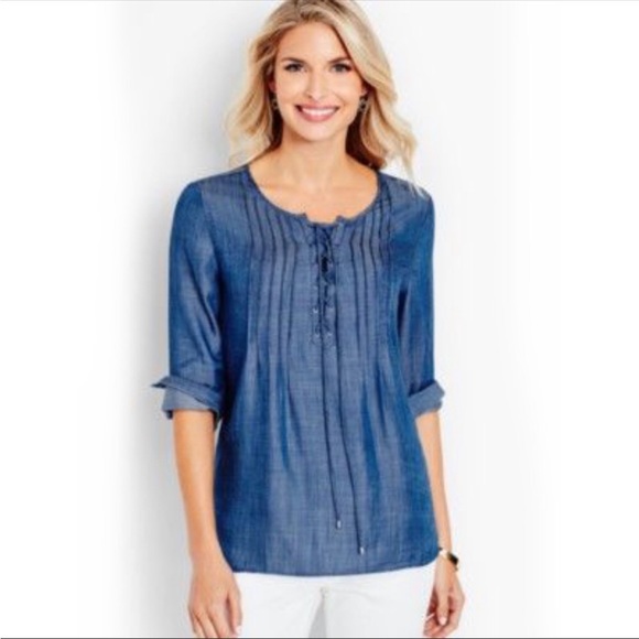🚨 FINAL PRICE NWT Talbots chambray/denim blouse - Picture 1 of 5